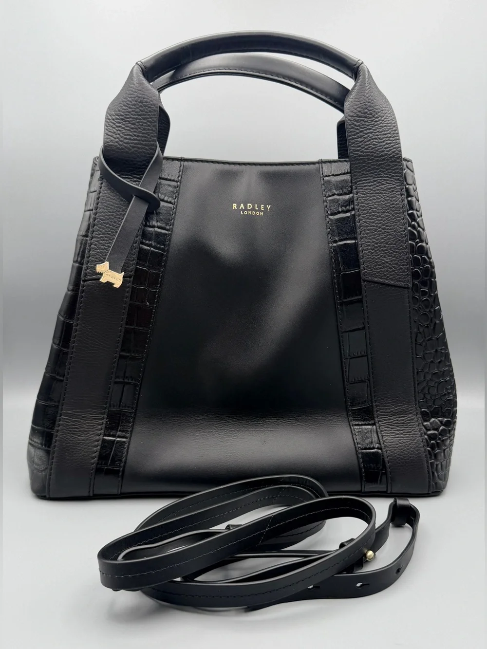 Radley London Leather Baylis Road Zip Around Satche, Black EUC